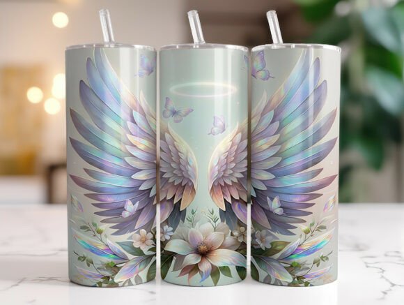 Angel Wings 20oz Skinny Tumbler Wrap