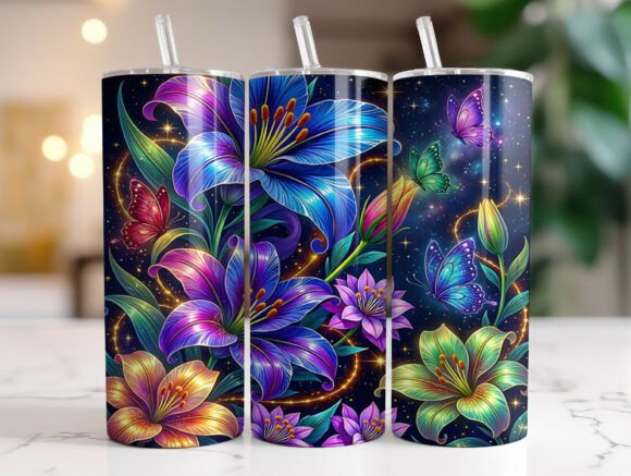 Butterfly Floral Glow 20oz Tumbler Wrap