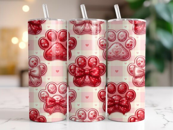 Coquette Dog Paw Valentine Tumbler Wrap