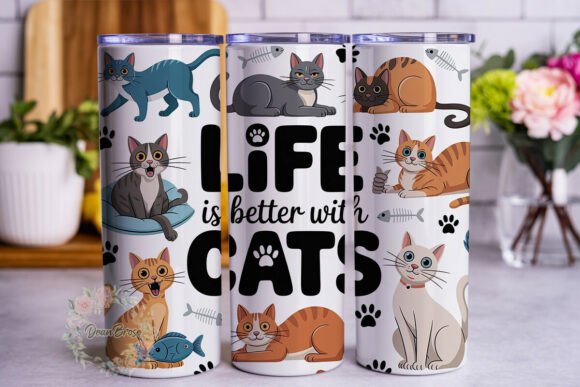 Cute Cartoon Cat Friends 20oz Tumbler Wr