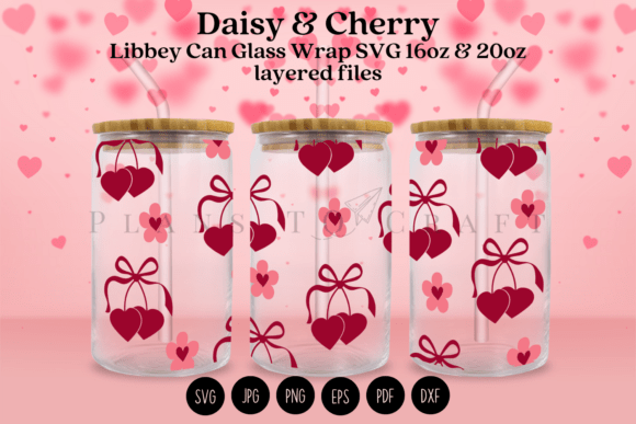 Daisy Cherry Valentine Libbey Glass Wrap