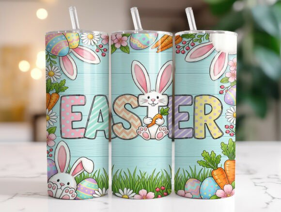 Easter Bunny Pastel Wood Tumbler Wrap