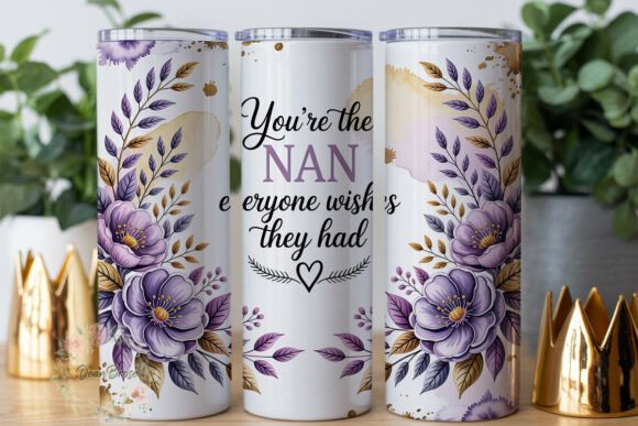 Elegant Purple Floral Nan 20oz Tumbler