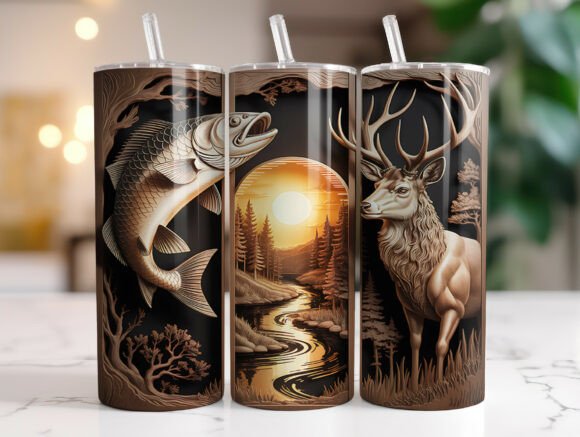 Engraved Fishing Wildlife Tumbler Wrap