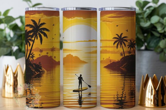 Golden Sunset Paddleboard 20oz Tumbler W