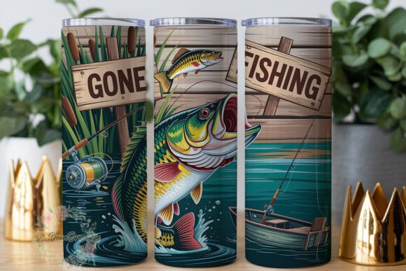 Gone Fishing Lake 20oz Tumbler Wrap