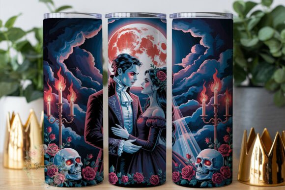 Gothic Vampire Couple 20oz Tumbler Wrap