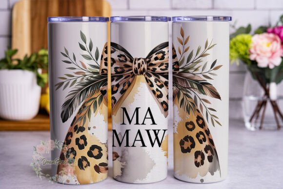 Leopard Bow Mama Skinny Tumbler