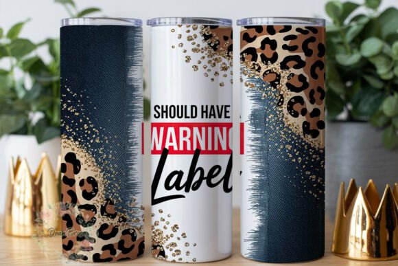 Leopard Denim Glitter 20oz Tumbler Wrap