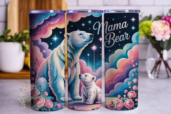 Mama Bear Cub Dream Sky Tumbler