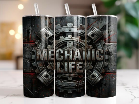 Mechanic Life 20oz Tumbler Wrap Design