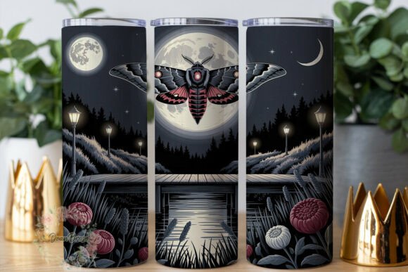 Moth Moonlight Bridge 20oz Tumbler Wra