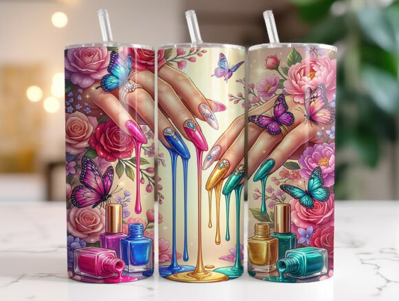 Nail Tech Tumbler Wrap Dripping Nail Art