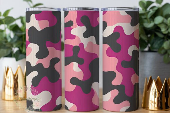 Pink Grey Camo Pattern 20oz Tumbler Wrap