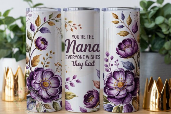 Purple Floral Nana 20oz Tumbler Wrap