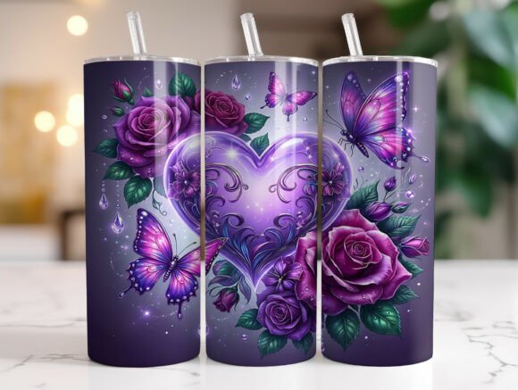 Purple Heart Floral Butterfly Tumbler: A Designer's Review