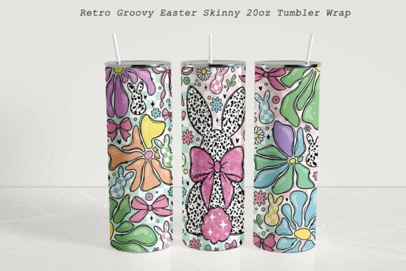 Retro Groovy Easter Skinny Tumbler Wrap