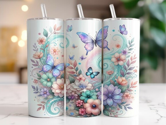 Review: Butterfly Wildflower Glitter Tumbler PNG for Embroidery