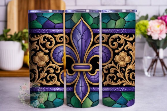 Royal Fleur De Lis Stained Glass 20oz Tu