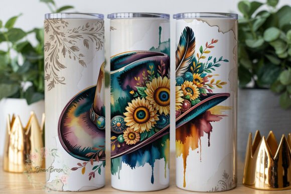 Rustic Cowboy Hat Sunflowers Tumbler