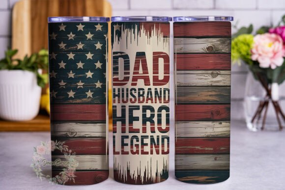 Rustic Dad Hero Flag 20oz Tumbler Wrap