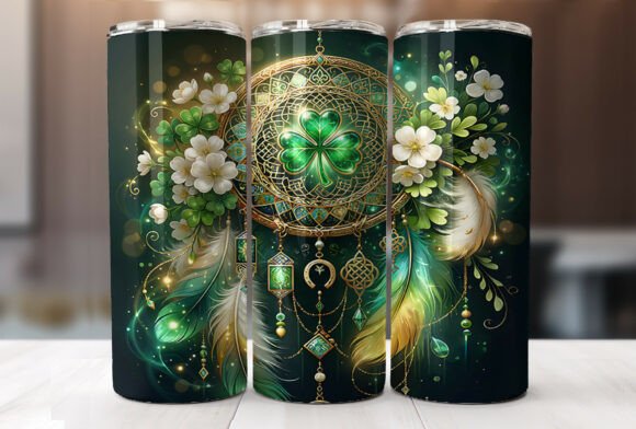 Shamrock Dreamcatcher Feather Tumbler