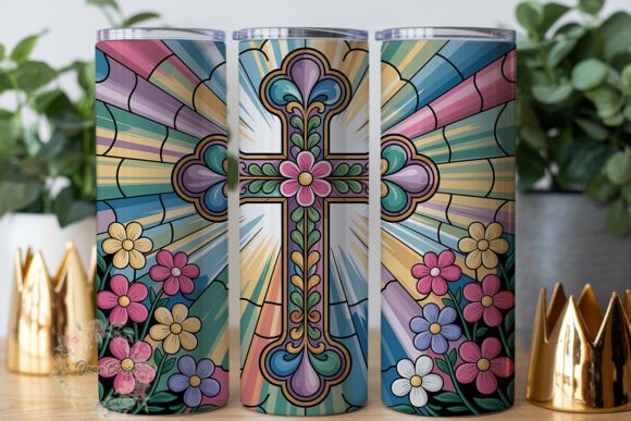 Stained Glass Cross 20oz Tumbler Wrap