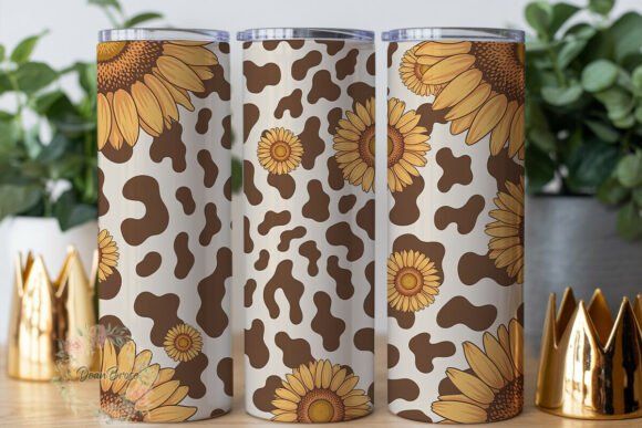 Sunflower Cowhide Print 20oz Tumbler