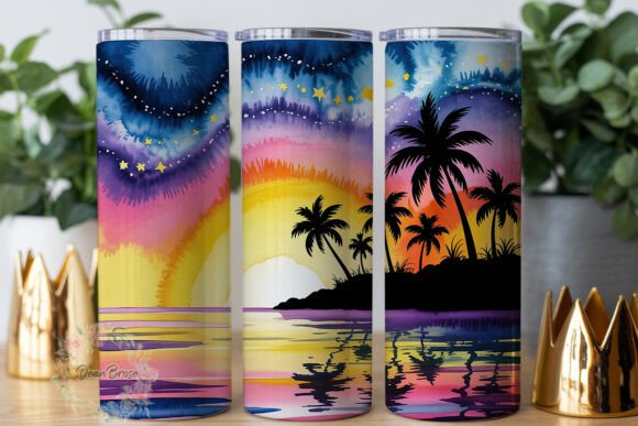 Sunset Palm Tree Landscape Tumbler Wrap