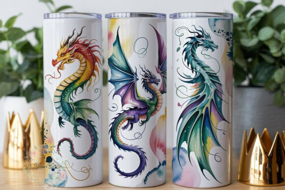 Vibrant Watercolor Dragon 20oz Tumbler