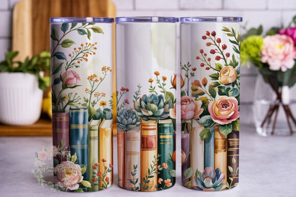 Vintage Books Floral Tumbler Wrap