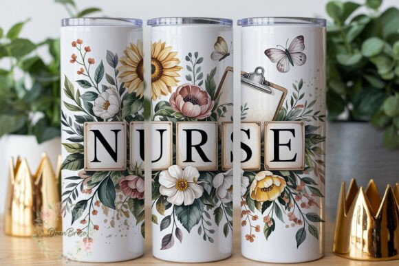Watercolor Nurse Floral 20oz Tumbler