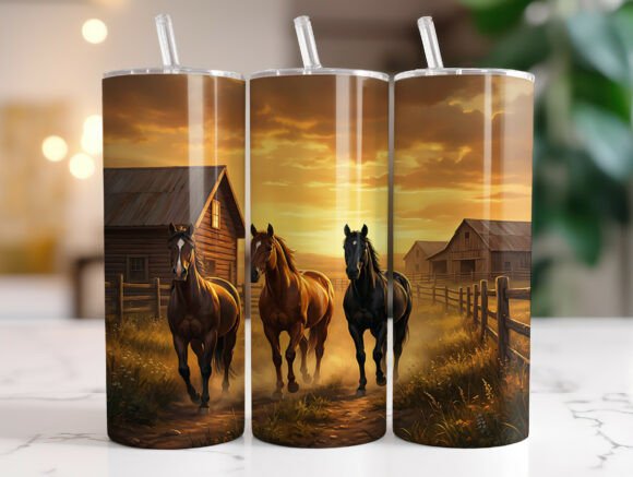 Western Horse 20 Oz Skinny Tumbler Wrap